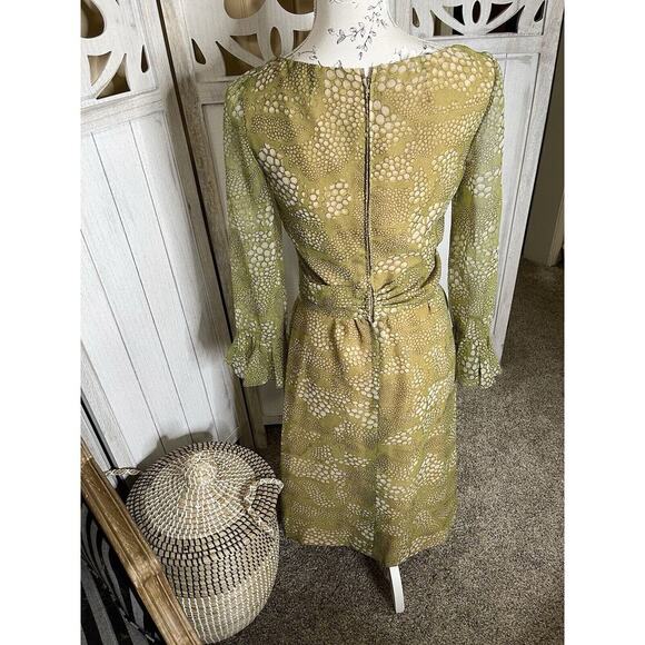 Vintage 60s 70s Vera Hicks Helga Green Yellow Retro Funky Dress Medium Small - Picture 3 of 9